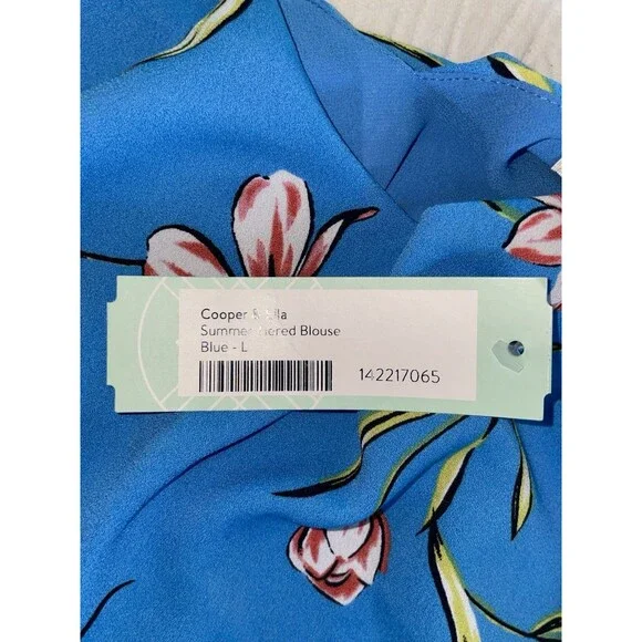 Floral Print Sleeveless Tiered Top Blue Flowy Blouse Casual Tank - Picture 5 of 6